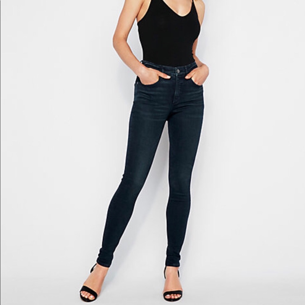 Express High Waisted Dark Denim Skinny Jeans